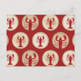 Cartão Postal Padrão de Lagosta Vermelha - Frutos do Mar Náutico