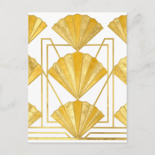 Cartão Postal Padrão de Leque Art Déco Dourado