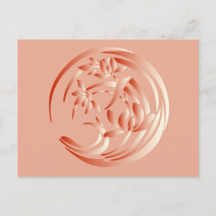Cartão Postal Padrão de lírio Art Deco - laranja coral