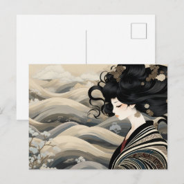 Cartão Postal padrão de listras moda artística