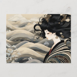 Cartão Postal padrão de listras moda artística