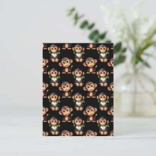 Cartão Postal Padrão de Macaco Preto Design 