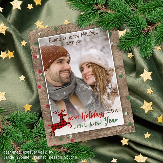 Cartão Postal Padrão de madeira rústica Mensagem sazonal (Criador carregado)