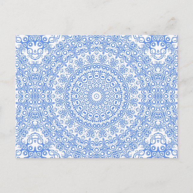 Cartão Postal Padrão de Mandala Azul Centáurea (Frente)
