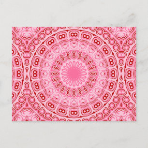 Cartão Postal Padrão de Mandala Carmesim e Rosa