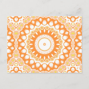 Cartão Postal Padrão de Mandala Radiante Laranja e Amarelo