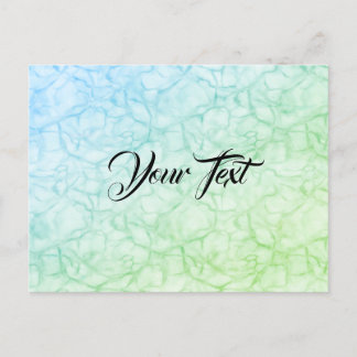 Cartão Postal Padrão de Mármore Azul Verde Elegante Fofo