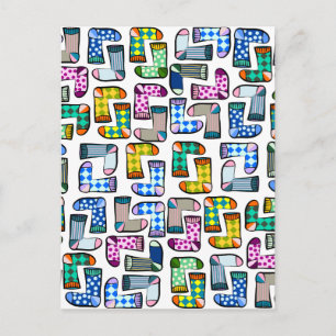 Cartão Postal Padrão de meia colorida engraçado