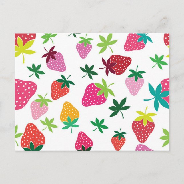 Cartão Postal Padrão de morango (Frente)