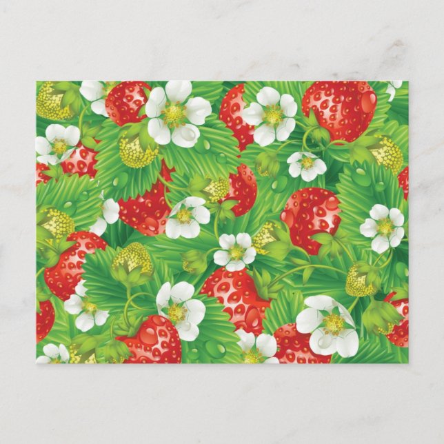 Cartão Postal Padrão de morango (Frente)