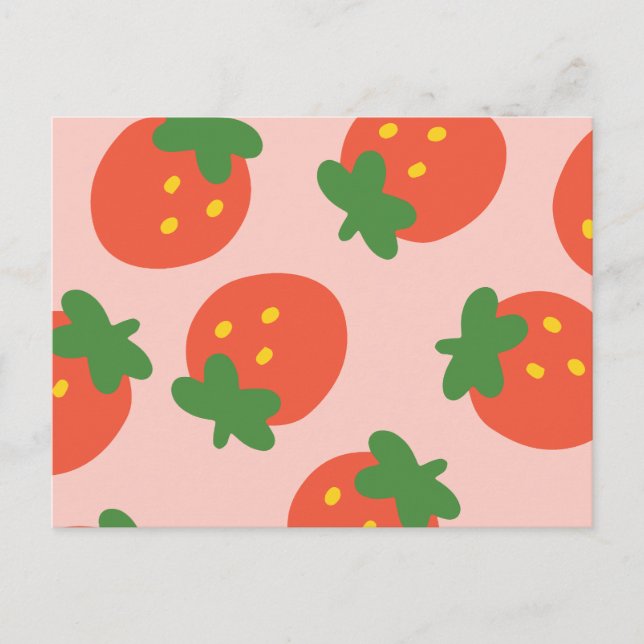 Cartão Postal Padrão de morango (Frente)