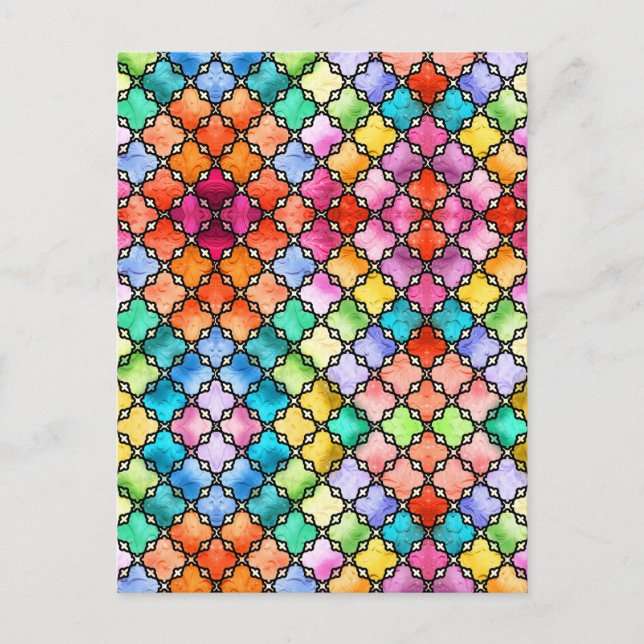 Cartão Postal Padrão de mosaico arco-íris (Frente)