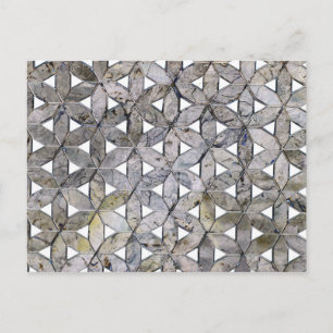 Cartão Postal Padrão de mosaico de pedra cinza natural flor de v
