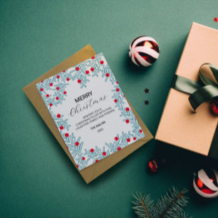 Cartão Postal Padrão de Natal de Galho de Pinheiro Moderno e Fru