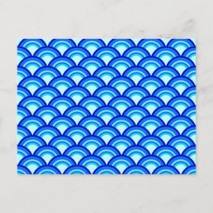 Cartão Postal Padrão de onda Art Deco - cobalto e azul-céu
