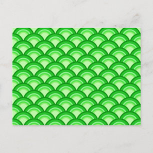 Cartão Postal Padrão de onda Art Deco - jade verde