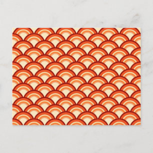 Cartão Postal Padrão de onda Art Deco - laranja tangerina