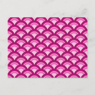 Cartão Postal Padrão de onda Art Deco - magenta e rosa