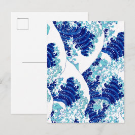 Cartão Postal padrão de onda azul japonês por Watanabe Seitei