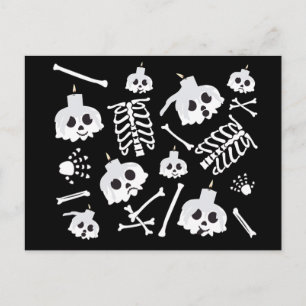 Cartão Postal Padrão de Ossos de Caveira de Esqueleto de Hallowe