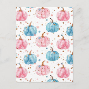 Cartão Postal padrão de outono de abóbora em aquarela