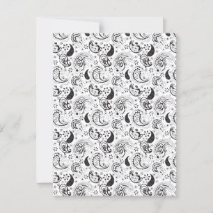 Cartão Postal Padrão de Paisley Preto e Branco - Arte Têxtil Ele