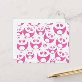 Cartão Postal Padrão de Panda Branca e Rosa Bebê Kawaii