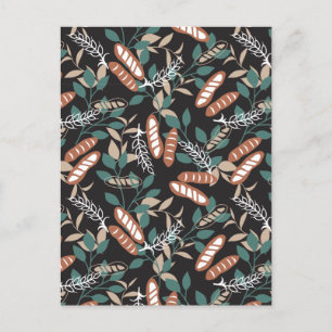 Cartão Postal Padrão de Pão de Baguette Homemade Delicioso