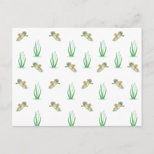 Cartão Postal Padrão de Pássaros e Neves do Primeiro Primavera R