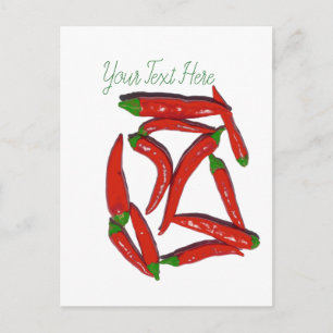 Cartão Postal Padrão de Pimentos Vermelhos Quentes