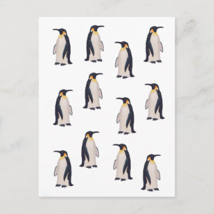 Cartão Postal Padrão de Pinguins Fofos