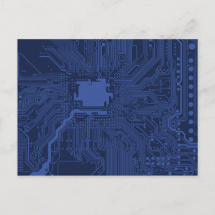 Cartão Postal Padrão de Placa-Mãe Geek Azul