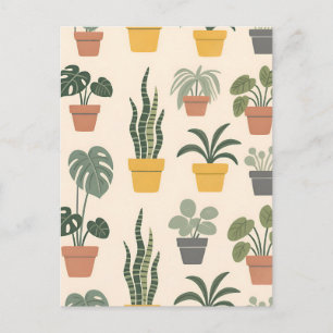 Cartão Postal Padrão de Plantas de Casa em Vasos