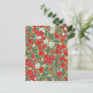 Cartão Postal Padrão de Poinsettia de Natal
