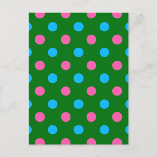 Cartão Postal Padrão de Pontos Polka Azul Rosa Verde
