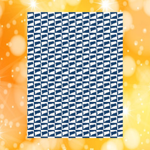 Cartão Postal Padrão de Pop Art de Connecticut Azul Branco