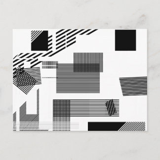 Cartão Postal padrão de quadrados modernos brancos abstrato pret