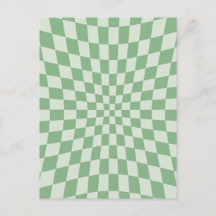 Cartão Postal Padrão de Quadro de Verificação Distorcido Verde