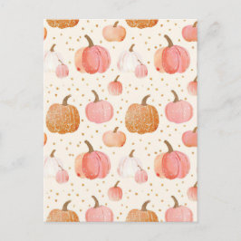 Cartão Postal padrão de queda de abóbora de aquarela
