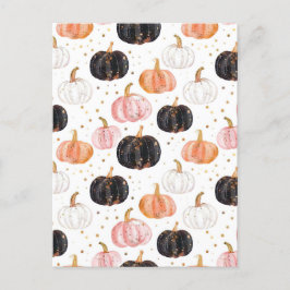 Cartão Postal padrão de queda de abóbora de aquarela