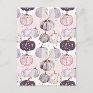 Cartão Postal padrão de queda de abóbora de aquarela