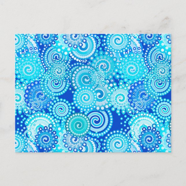 Cartão Postal padrão de redemoinho fractal, azul cobalto (Frente)