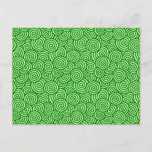 Cartão Postal padrão de redemoinho japonês - pinho e verde lima