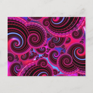 Cartão Postal Padrão de redemoinho rosa funky e turquesa