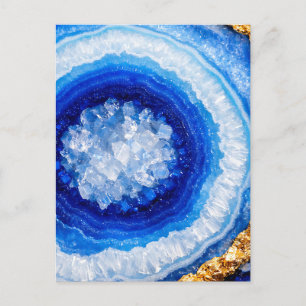 Cartão Postal Padrão de Resina de Geodo Azul Dourado