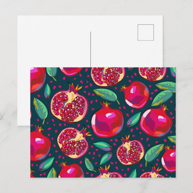 Cartão Postal padrão de romã (Frente/Verso)