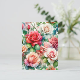 Cartão Postal Padrão de Rosa Caprichosa