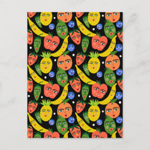 Cartão Postal Padrão de salada de Fruta engraçada Whimsical Bl