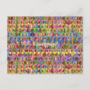 Cartão Postal padrão de símbolos de paz multicoloridos