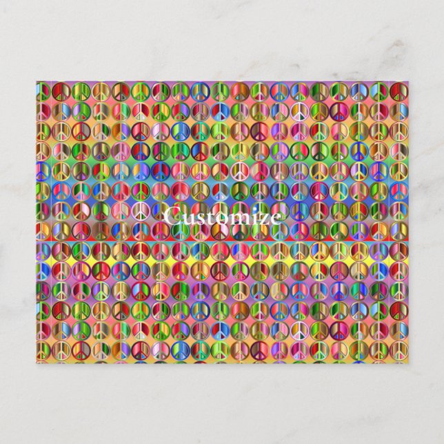Cartão Postal padrão de símbolos de paz multicoloridos (Frente)